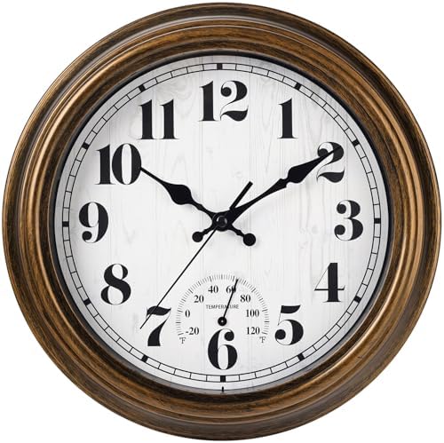 45MinST 12 Inch Indoor/Outdoor Retro Round Waterproof Wall Clock by 45MinST