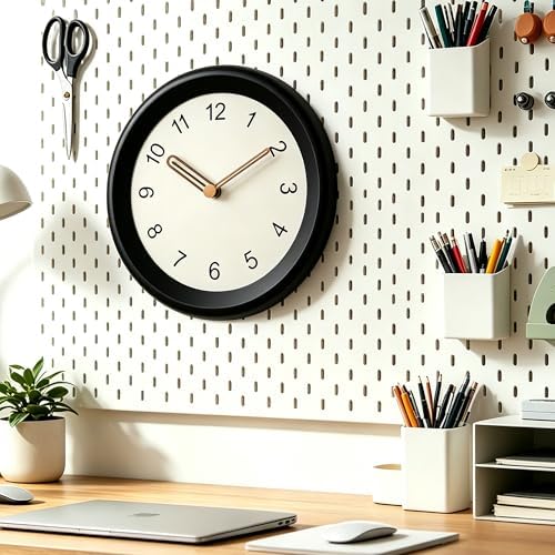 Mosewa 10" Wall Clock Silent Non-Ticking Battery Operated Wood Minimalist - Image 3