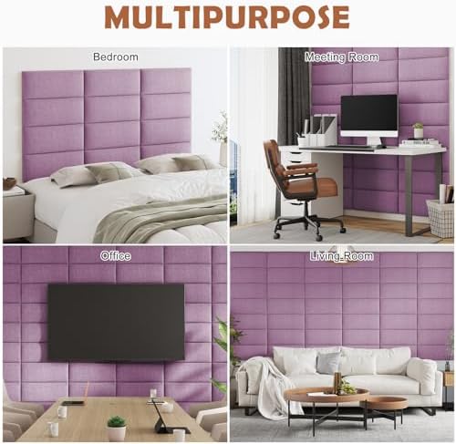 IFNOW Wall Mounted Headboard, Peel and Stick Panels, Dark Pink - Image 6