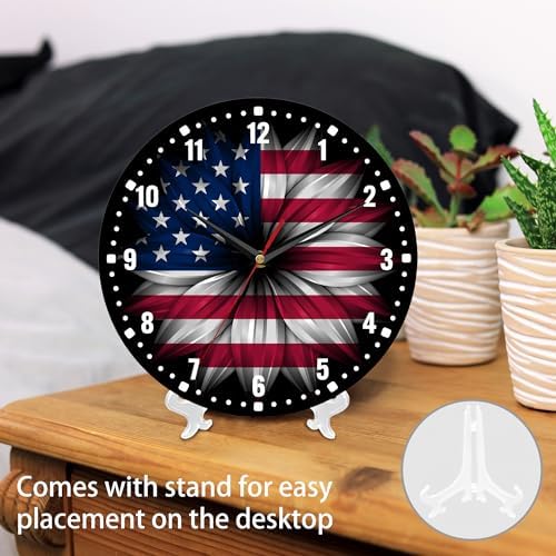 SPUNKER Wall Clock, American Flag Kitchen Wall Clock, Independence Day Clocks - Image 3