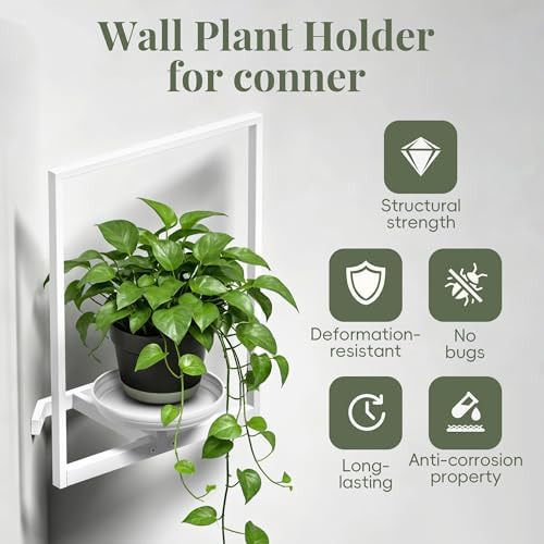 BXF Corner Shelves Wall Mounted, Metal Corner Plant Stand Indoor, Square - Image 7