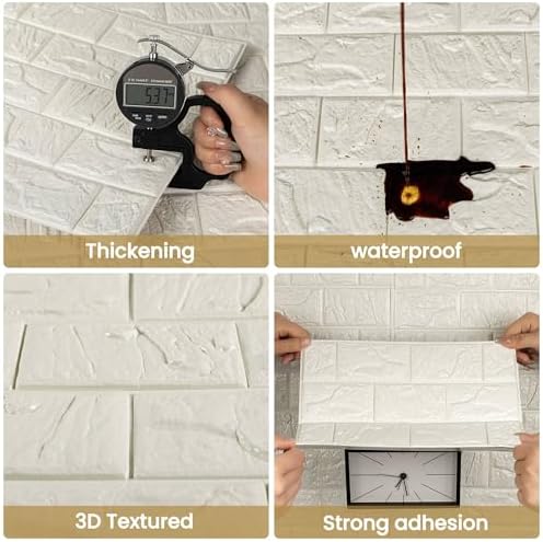 3D White Brick Wall Panels Peel and Stick - Image 6