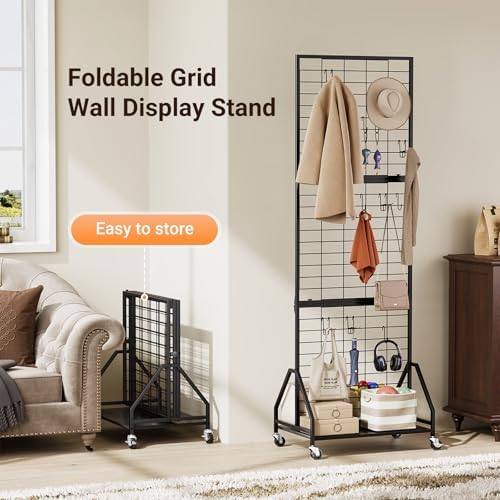 ELYKEN 2 Pack Foldable Grid Wall Panels, 5.7 x 2 FT Gridwall Display Rack - Image 3