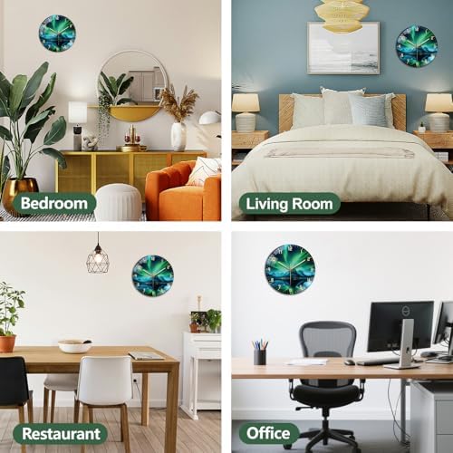 peacoblue Aurora Landscape Wall Clocks Battery Operated - Image 4