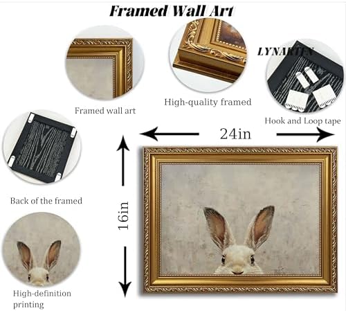 Vintage Gold Framed Easter Bunny Wall Art - Image 5