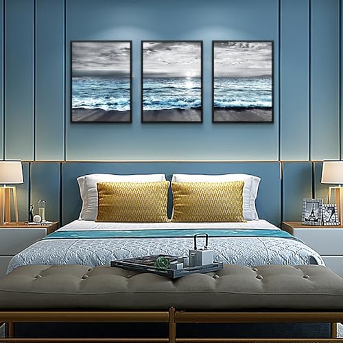 Black Framed Wall Decorations For Living Room Large size 3 Piece Framed Canvas - Image 4