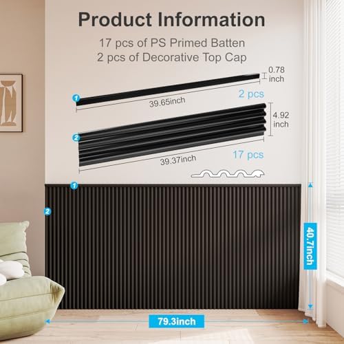 Art3d 79.3 x 40.7 Inch Beaded Wainscoting Wall Panel, 22.38 sq.ft - Image 2