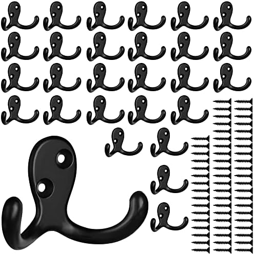 IBosins 28 Pack Heavy Double Prong Coat Hooks Wall Mounted by IBosins