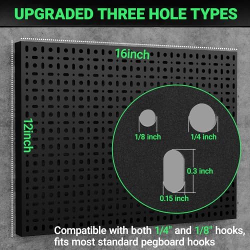 6 Pack Peg Board, 16×12" Black Metal Pegboard Wall Panels - Image 2