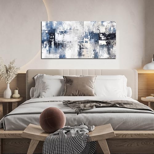 Prepeyssee White and Blue Abstract Canvas Wall Art - Image 6