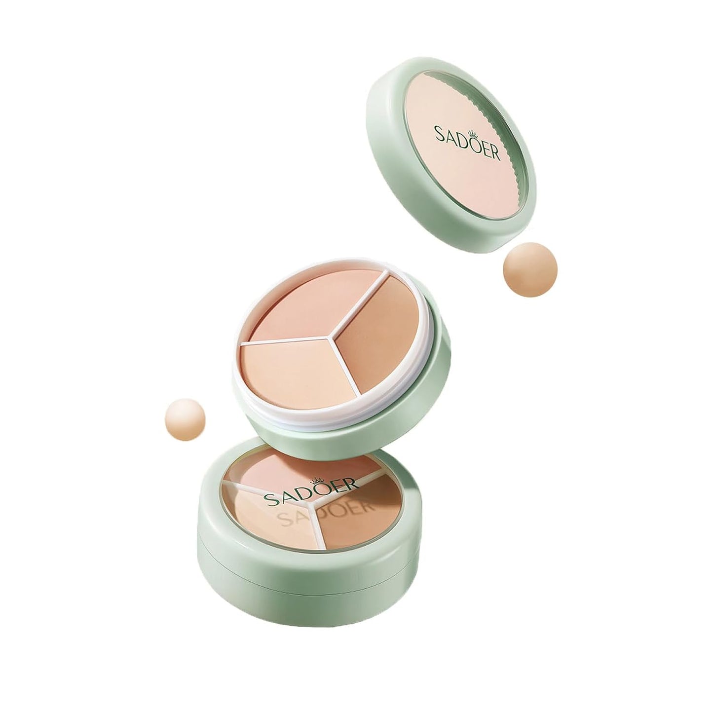 Full Coverage Concealer Palette Tri-Color Correcting Cream Foundation Makeup, Conceal Redness, Dark Circles & Acne Marks, Long-lasting Waterproof Fawless Blendable Brighten Contour Palette