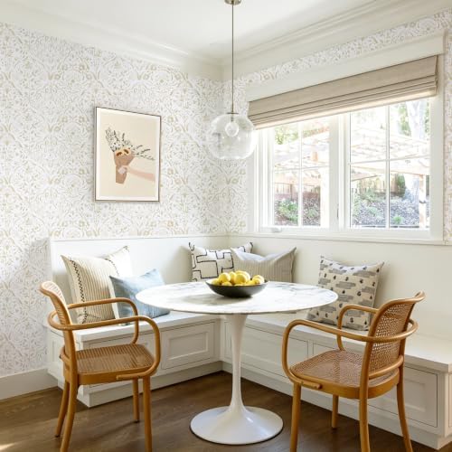 Dimoon Boho Peel and Stick Wallpaper Beige Brown Floral Contact Paper Vintage - Image 4