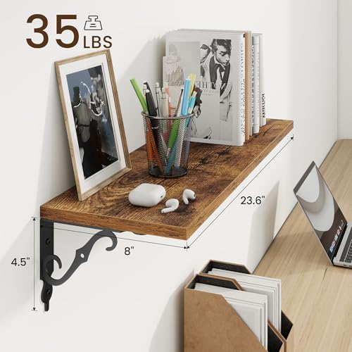 RICHFOCUS Floating Shelves for Wall Decor, 24Inch Shelves Set of 2, 24W x 8D - Image 3