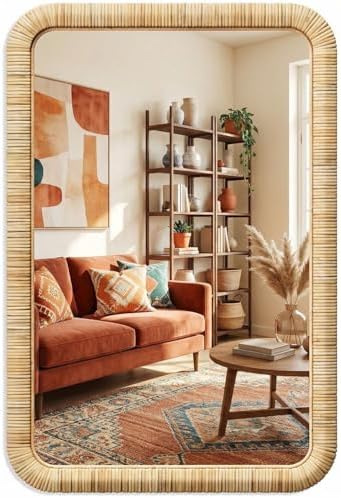 Barnyard Designs Rattan Wall Mirror Natural Honey by BarnyardDesigns