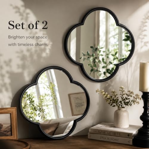 2 PCS Clover Mirror Wall Decor, Metal Framed Glass Mirror Tiles, Lucky Four - Image 4