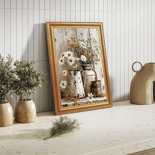 EJPFOGV Rustic Farmhouse Daisy Floral Framed Canvas Wall Art 12x16 inches - Image 5