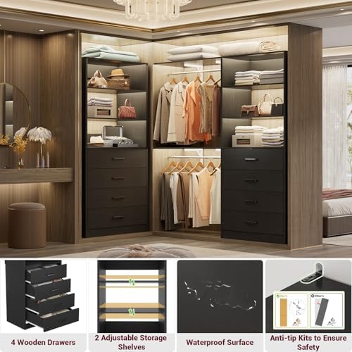 Aheaplus Closet Drawers System, 21.3" Wood Closet Organizer - Image 3