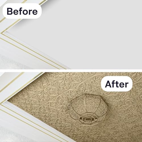 Art3d PVC Drop Ceiling Tiles 24x24 in, 48 Sq.Ft, Sunset Gold - Image 6