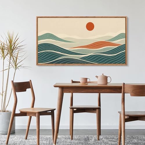 CHDITB Long Coastal Framed Wall Art, Minimalist Coastal Horizontal Wall Decor - Image 4