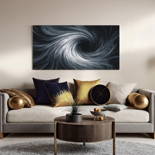 YISXINOAG Black White Abstract Wall Art Modern Spiral Painting 20"X40" - Image 5