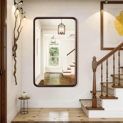 Bathroom Mirror for Wall, Wood Rectangle 30 x 48 inch Hanging Vanity Mirrors - Image 4
