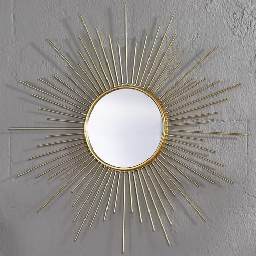 24'' Large Gold Sunburst Mirror, Metal Starburst Mirrors, Mid-Century Modern by MOCOME