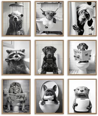 Msvenors Funny Bathroom Wall Art Set of 9 by Unknown