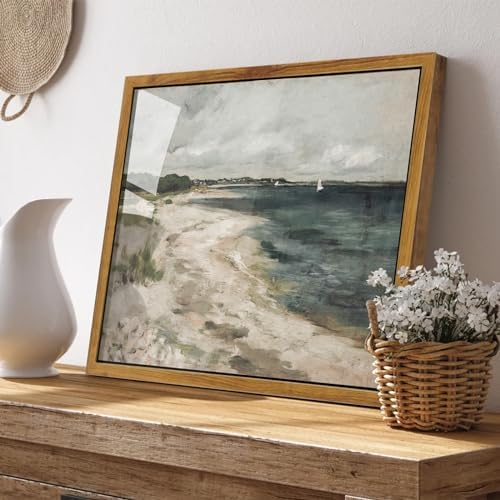 KBKBART Vintage Wall Art, Retro Coastal Seaside Beach House Framed Canvas Art - Image 5