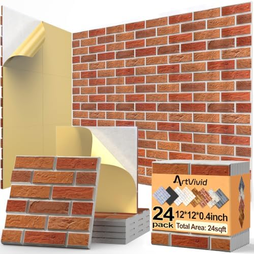 ArtVivid 24 Pack Acoustic Panels, Brick Sound Proof Foam Panels by ArtVivid