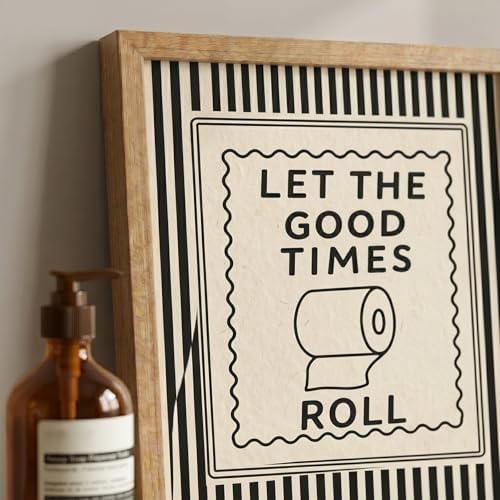 Funny Bathroom Decor Framed Canvas Wall Art, Let The Good Times Roll Toilet - Image 3