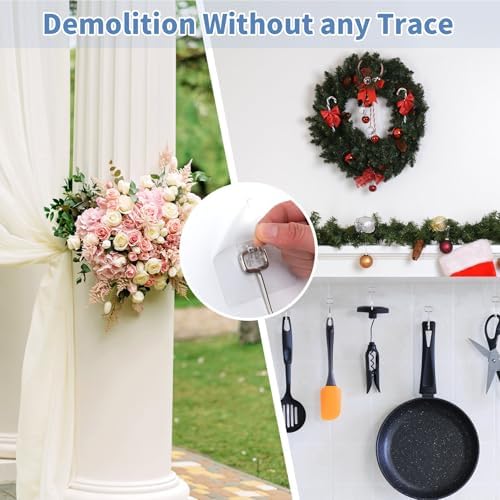 Adhesive Wall Hooks for Hanging - 60lb Heavy Duty Waterproof & Rustproof - Image 5