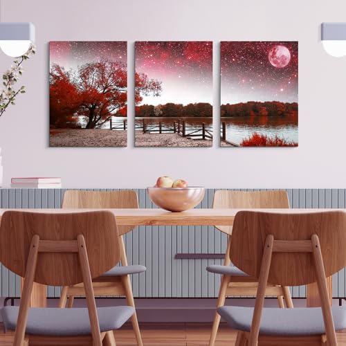 Lapremoly Red Tree Abstract Landscape Wall Paintings Canvas Wall Art - Image 4