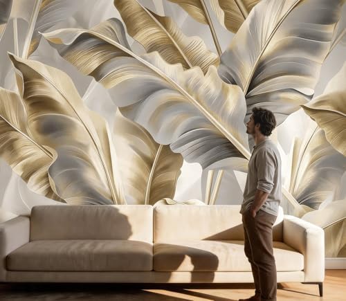 PYFFYP-Golden Banana Leaf Peel and Stick Wallpaper murals - Image 3