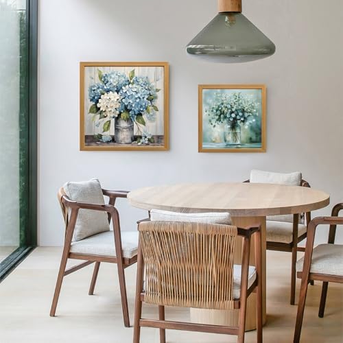 IAFWZX Wood Framed Sage Green Eucalyptus Farmhouse Wall Art 12x12 in - Image 6