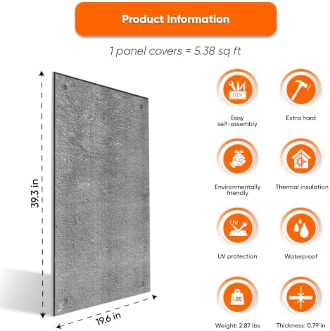 IZODEKOR 3D Concrete Look Wall Panels | 19.7 x 39.4 x 0.8 in | EPS Foam - Image 2