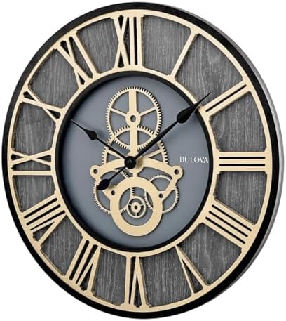 Bulova Timepiece Gear Wall Clock C4347 | 20" Ash Veneer Frame - Image 2