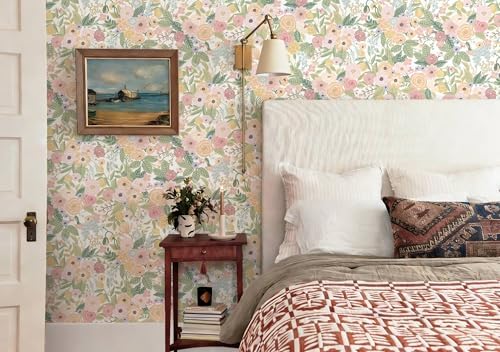 Ismoon Peel and Stick Wallpaper Boho Pink Floral Contact Paper 16.1" x 393" - Image 2