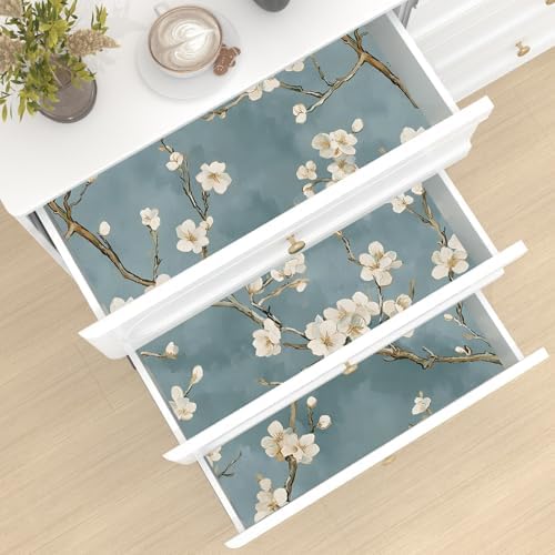 Laatse Vintage Blue White Floral Wallpaper Peel and Stick 17.5''x393'' - Image 5