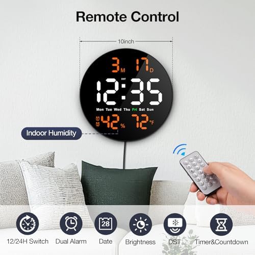 10" Electric Digital Wall Clock - Image 2