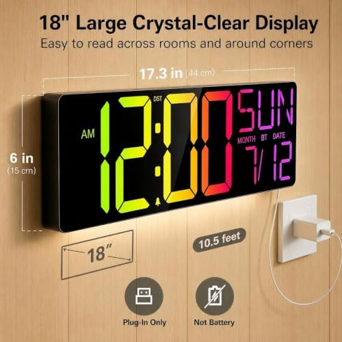 JALL 18" Large Digital Wall Clock - Image 2