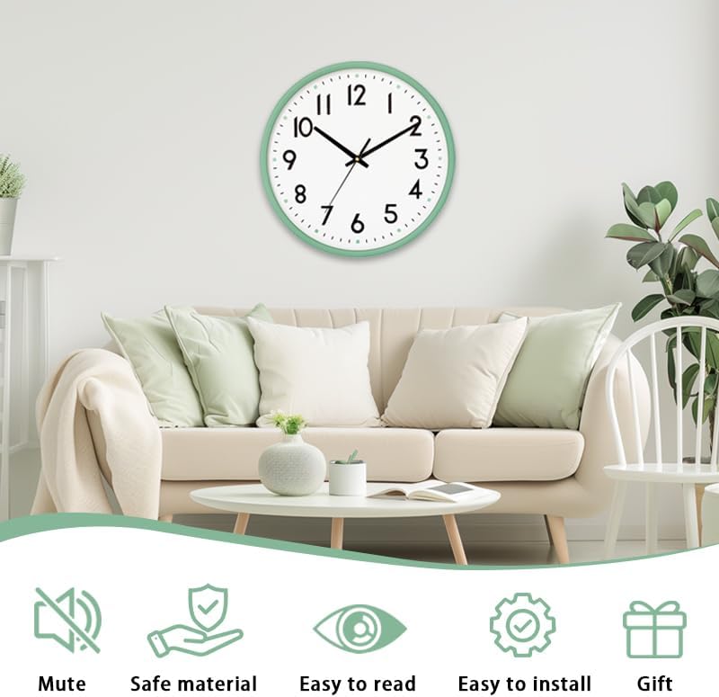8 Inch Wall Clock Battery Operated Silent Non Ticking Quartz - Image 2