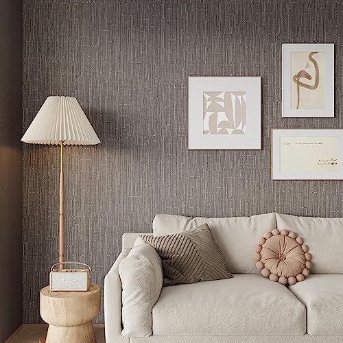 CRE8TIVE 12"x354" Taupe Brown Grasscloth Wallpaper Peel and Stick Linen Contact - Image 2