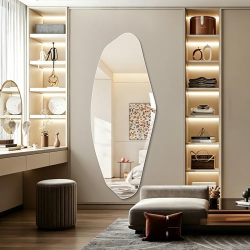 Niccy Irregular Full Length Mirror, Pebble Wall-Mounted Mirror - Image 5