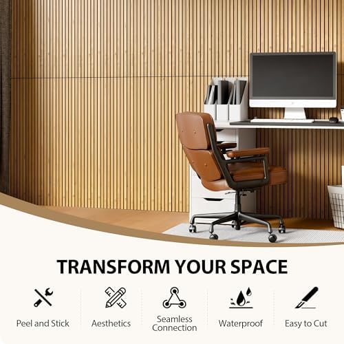 INMOZATA Peel and Stick Acoustic Wood Slat Wall Panels Nature Oak - Image 3