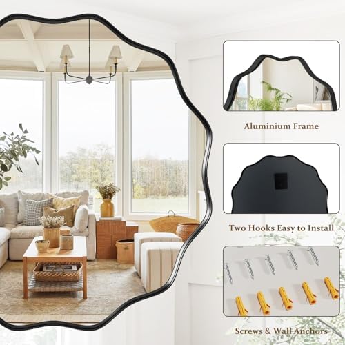 Black Scalloped Circle Mirror - Image 3