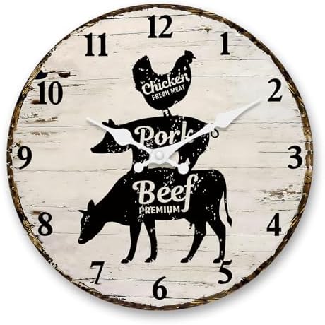 10 Inch Rustic Farmhouse Wall Clocks Battery Operated by RONGKEJIAJU
