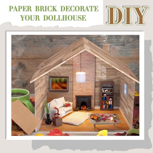 Flutesan 24 Pcs Miniature Dollhouse Wallpaper, Natural Style - Image 3
