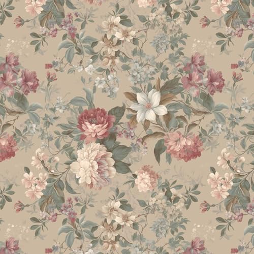 Ismoon Floral Wallpaper Peel and Stick Vintage Brown Contact Paper by Ismoon