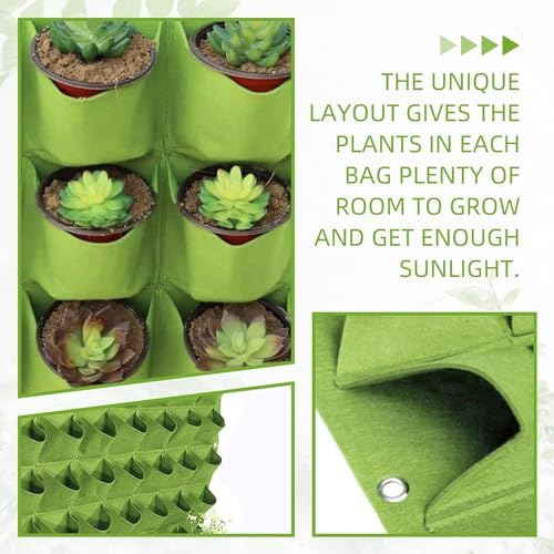 LITLANDSTAR 18 Pockets Hanging Grow Bags, 2 Pack Horizontal Wall Planter Plant - Image 4