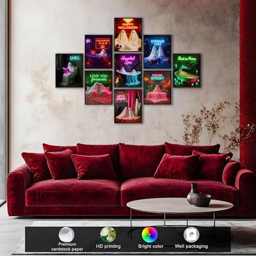 LANCHI95 09 Pcs Unframed Glowing Neon Ghost Art - Image 4